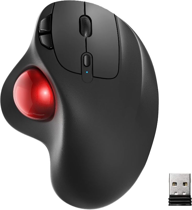 Photo 1 of Wireless Trackball Mouse, Rechargeable Ergonomic Mouse, Easy Thumb Control, Precise & Smooth Tracking, 3 Device Connection (Bluetooth or USB), Compatible for PC, Laptop, iPad, Mac, Windows, Android
