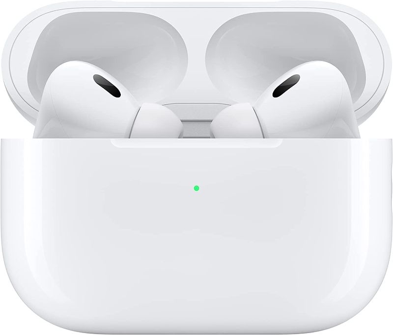 Photo 1 of Apple AirPods Pro (2nd Generation) Wireless Earbuds, Up to 2X More Active Noise Cancelling, Adaptive Transparency, Personalized Spatial Audio, MagSafe Charging Case, Bluetooth Headphones for iPhone
