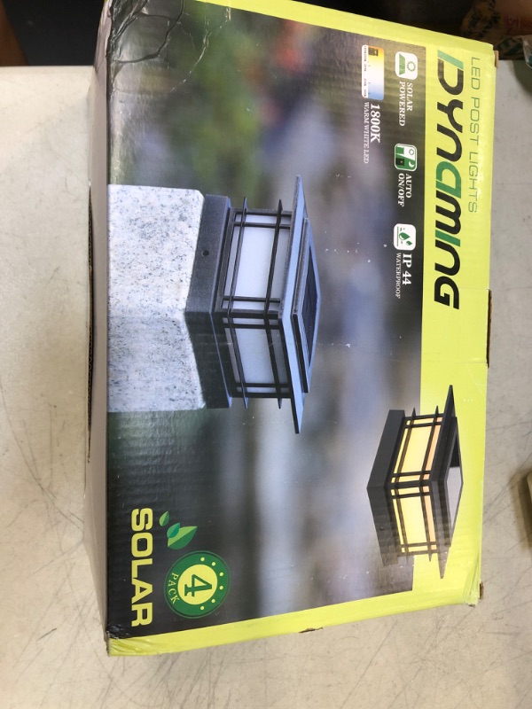 Photo 1 of Dynaming 2 Pack Solar Flame Post Lights Outdoor, Solar Powered Fence Post Cap Lights, High Brightness Flickering Flame SMD LED Lighting Decor for Garden Deck Patio, Fit 4x4, 5x5 or 6x6 Wooden Posts