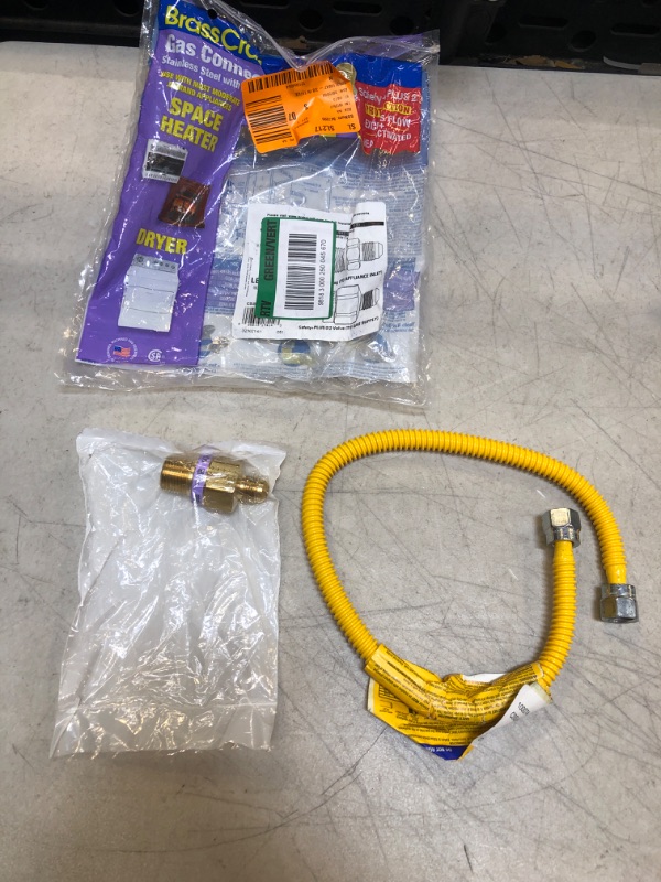 Photo 1 of BrassCraft Safety+PLUS2 Thermal Excess Flow Valve (36,800 BTU) 3/8 in. MIP x 1/2 in. MIP x 24 in. Gas Connector