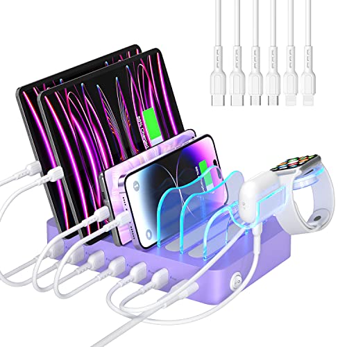 Photo 1 of SooPii Premium 6-Port USB Charging Station Organizer for Multiple Devices, 6 Short Charging Cables and One Upgraded I-Watch Charger Holder Included