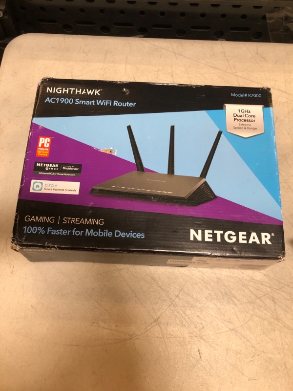 Photo 2 of NETGEAR Nighthawk Smart Wi-Fi Router (R7000) - AC1900 Wireless Speed (Up to 1900 Mbps) | Up to 1800 Sq Ft Coverage & 30 Devices | 4 x 1G Ethernet and 2 USB ports | Armor Security