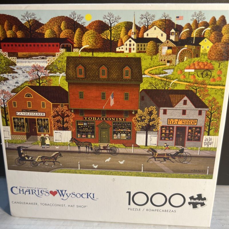 Photo 1 of BUFFALO “candlemaker, Tobacconist” 1000 Piece Puzzle Charles Wysocki Complete!
