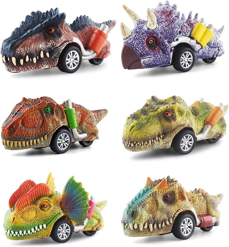 Photo 1 of DINOBROS Dinosaur Toys for Kids 3-5, Pull Back Dinosaur Cars for 3 4 5 6 7 Year Old Boys Girls 6 Pack Dino Toys Gifts for Toddlers
