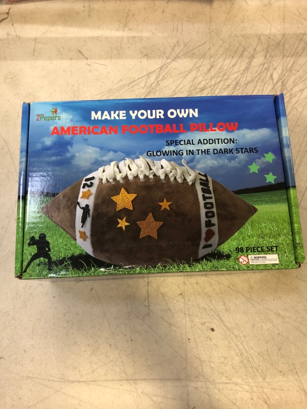 Photo 2 of 2Pepers Make Your Own American Football Pillow, Arts and Crafts Kit for Kids, Toy Gifts for Boys and Girls Ages 3 4 5 6 7 8 9 10 Years and Up (No Sewing Needed), DIY Stuffed Football Pillow Project
