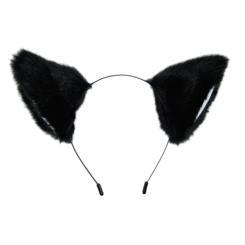 Photo 1 of [LOT OF 3] E-TING Cat Long Fur Ears Hair Clip Headwear Headband Cosplay Halloween Costume Orecchiette (Black with White inside)
