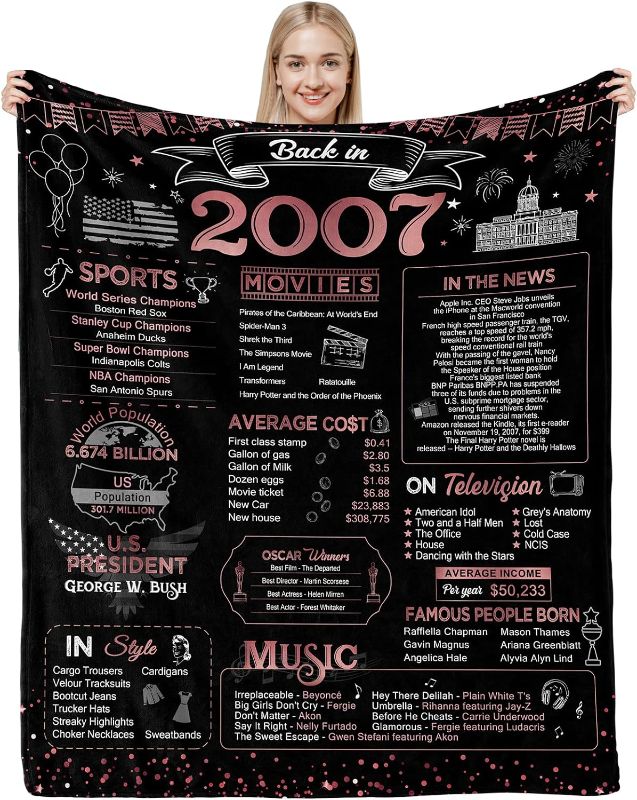 Photo 1 of aisdfhsa Sweet 16th Birthday Gifts for Girls 16th Gifts for her Sweet 16th Birthday Gifts Ideas for Girls Daughter Sister Bestie 16th Birthday Decorations Back in 2007 Throw Blanket 60Lx50W Inch
