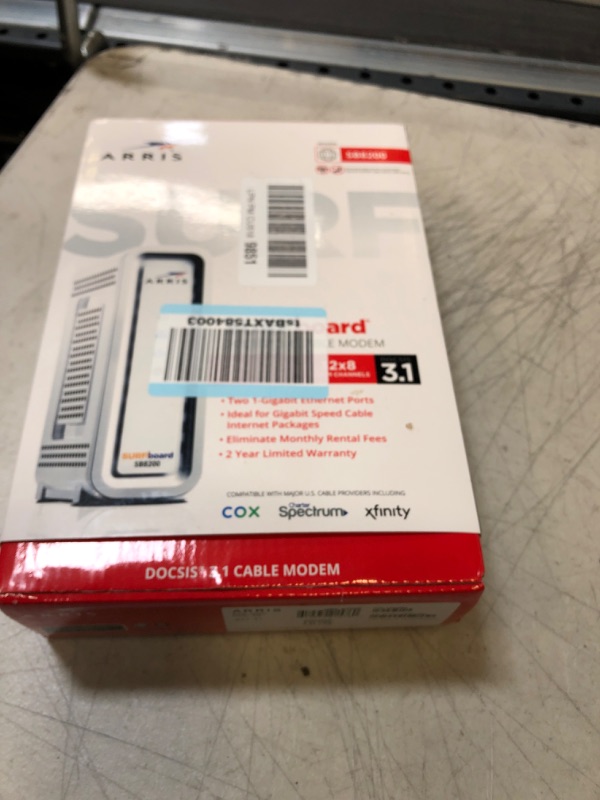 Photo 2 of ARRIS Surfboard | SB8200 DOCSIS 3.1 Modem (1 Gbps Max Internet Speeds) & W130 mAX Plus Mesh AX7800 WiFi 6 AX Router System Bundle (WiFi Coverage 6,000 sq ft) | Mesh with Your Cable Internet DOCSIS 3.1 Modem + AX7800 Mesh System