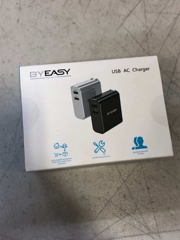 Photo 2 of BYEASY USB Wall Charger, 18W Charger Block QC3.0, Dual Port Fast Charger iPhone, for Cell Phone, Tablet, Bluetooth Headset Fast Charging Medium