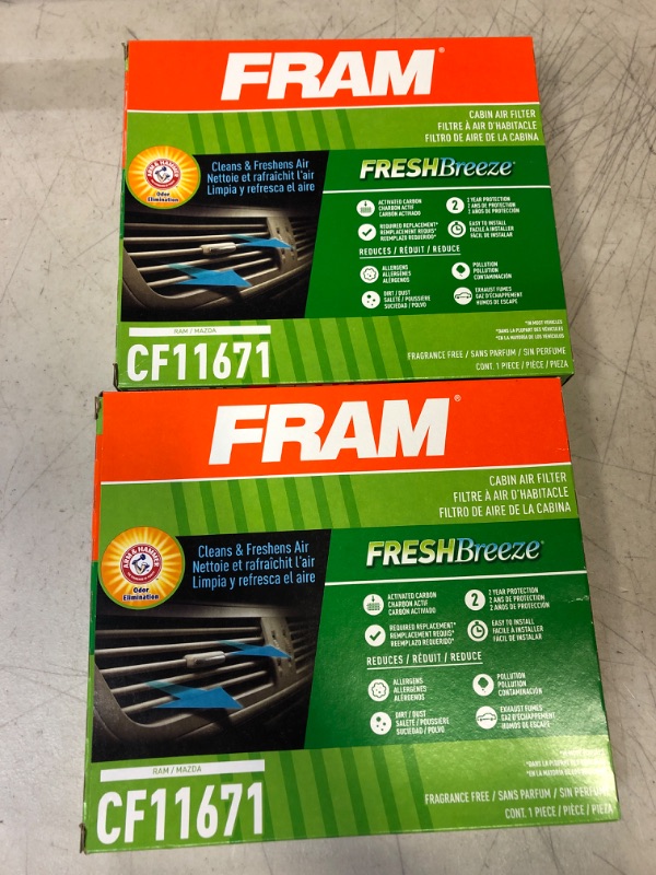 Photo 2 of [LOT OF 2] FRAM CF11671 - Fresh Breeze - Cabin Air Filter for Select Mazda and Ram Vehicles