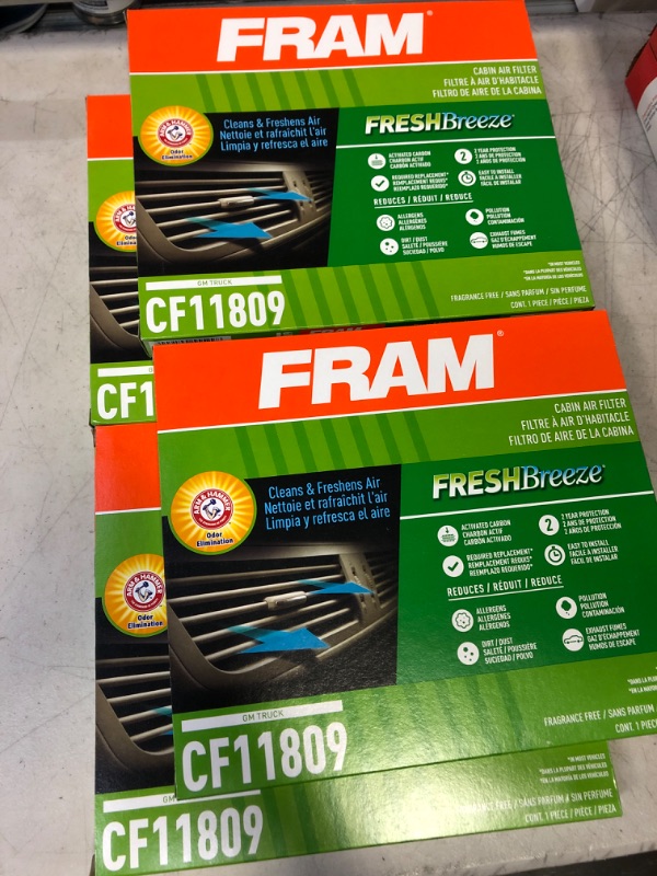 Photo 2 of [LOT OF 4] FRAM CF11809, Fresh Breeze Cabin Air Filter with Arm & Hammer Baking Soda, for Select GM TRUCK Vehicles