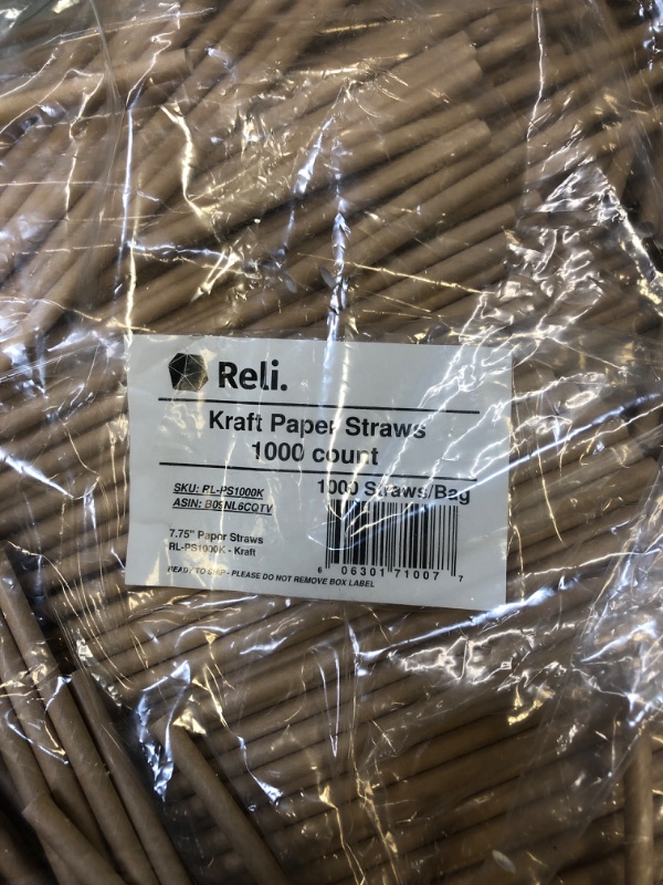 Photo 3 of [1000 Count] Disposable Paper Drinking Straws, Brown Kraft, 7.75" x0.24" - Eco-friendly
