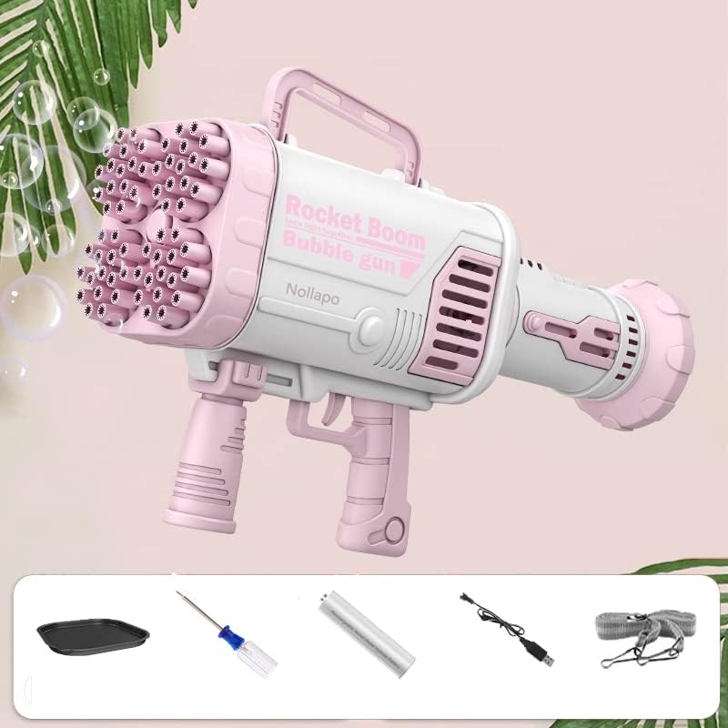 Photo 1 of Bubble Machine Gun - 2022 Upgrade 64-Hole Bubble Gun Rocket Boom Bubble Machine Rocket Launcher Bubble Maker Blower for Kids Girls Adults Party (3rd Generation) - Pink

