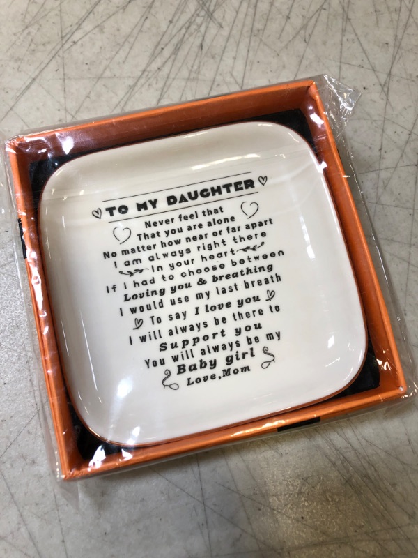 Photo 1 of To My Daughter Saying You Will Always Be My Baby Girl Ceramic Ring Dish Decorative Jewelry Tray for Daughter, Unique Quality Daughter Birthday Graduated Meaningful Gifts for Daughter from Mom
