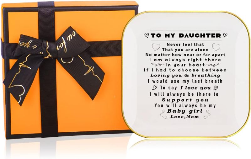 Photo 1 of To My Daughter Saying You Will Always Be My Baby Girl Ceramic Ring Dish Decorative Jewelry Tray for Daughter, Unique Quality Daughter Birthday Graduated Meaningful Gifts for Daughter from Mom
