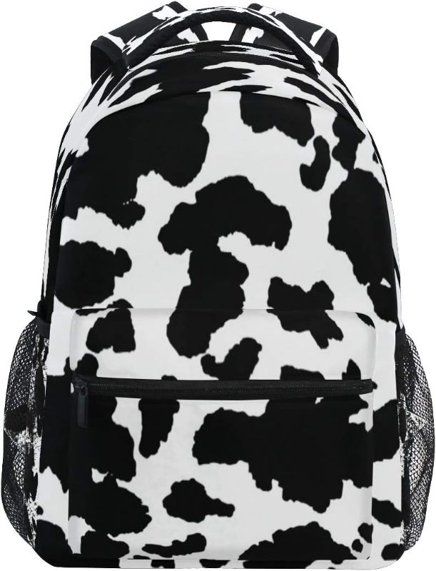 Photo 1 of Backpack Geometrical Animal Skin Cow Print Travel Daypack Large Capacity Rucksack High School Book Bag Computer Laptop Bag for Girls Boys Women Men
