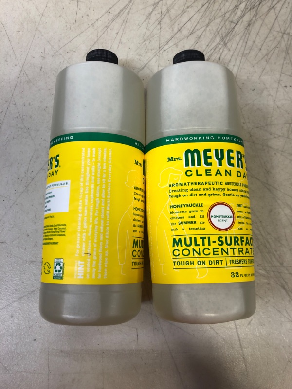 Photo 2 of [LOT OF 2] MRS. MEYER'S CLEAN DAY Multi-Surface Cleaner Concentrate, Use to Clean Floors, Tile, Counters, Honeysuckle, 32 Fl. Oz
