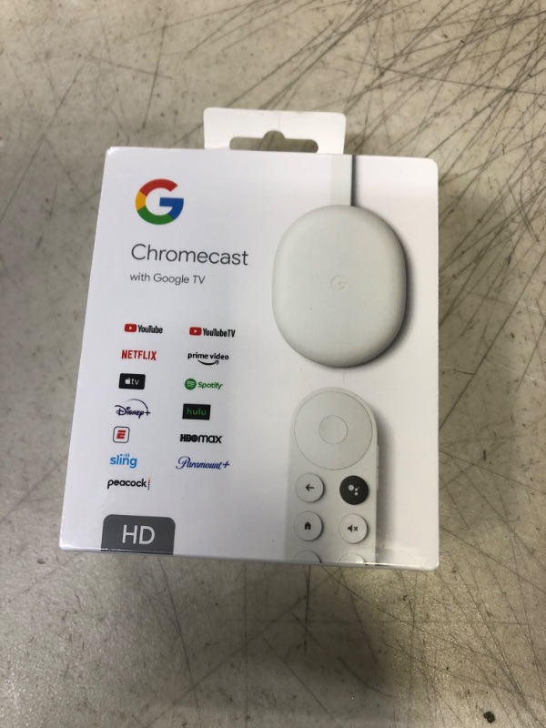 Photo 1 of Chromecast with Google TV (HD) - Streaming Stick Entertainment on Your TV with Voice Search - Watch Movies, Shows, and Live TV in 1080p HD - Snow