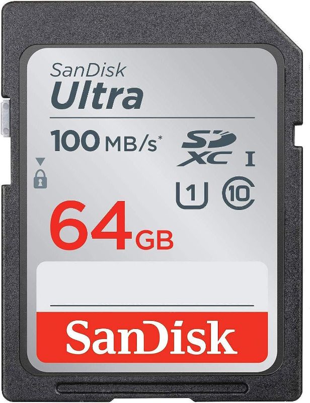 Photo 1 of SanDisk 64GB Ultra SDXC UHS-I Memory Card - 100MB/s, C10, U1, Full HD, SD Card - SDSDUNR-064G-GN6IN
