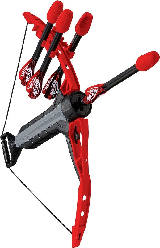 Photo 1 of NERF Rip Rocket Bow and Arrow Set - Rip Rocket Blaster Soft Foam Bow + Arrow Set - Indoor + Outdoor Play - Bow and (4) Foam Tip Arrows - RIPROCKET Air Powered Bow and Arrow