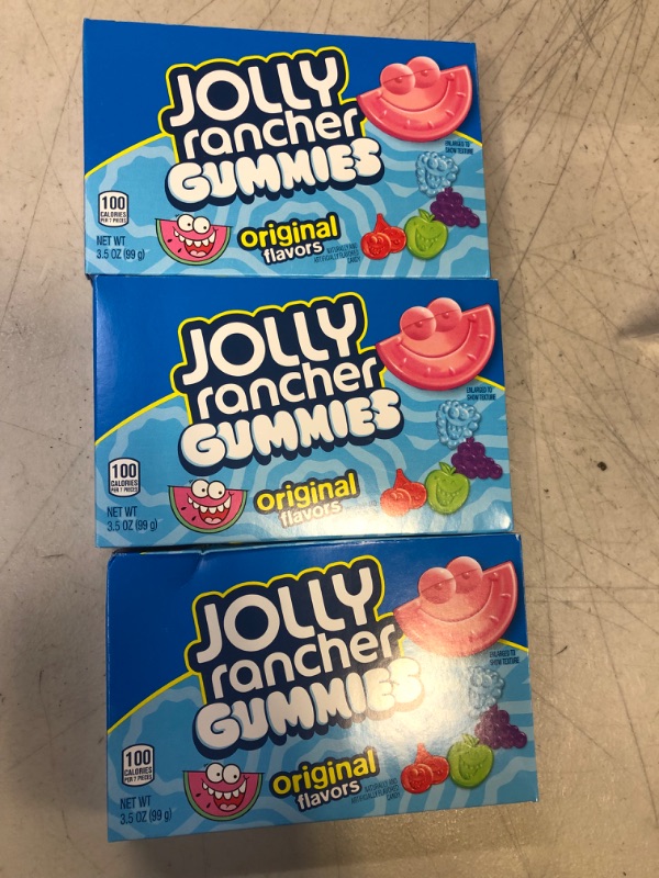 Photo 2 of [LOT OF 3] JOLLY RANCHER Assorted Fruit Flavored Gummies Candy, Movie Snack, 3.5 oz Box [EXP: 06/2024]