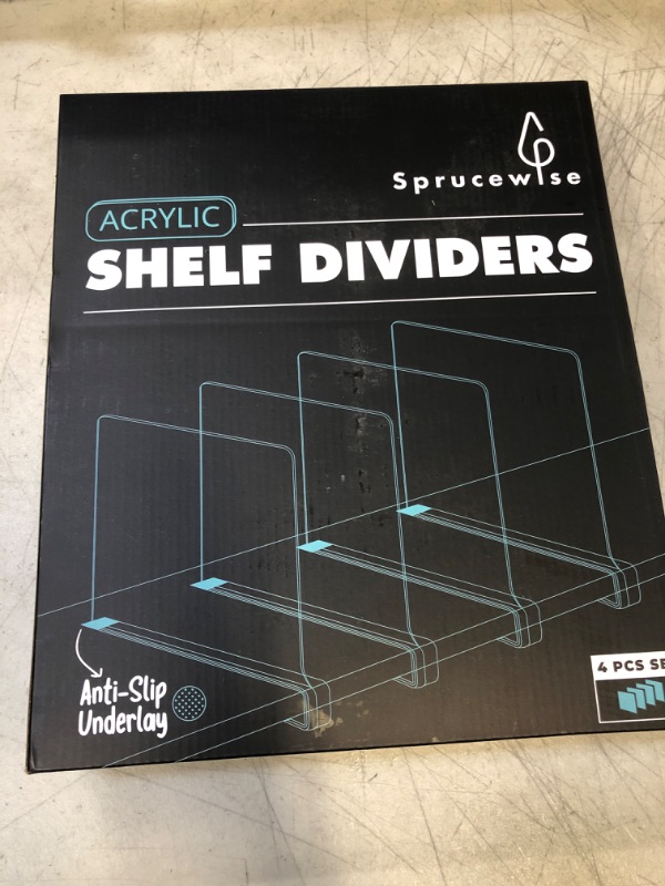 Photo 1 of 4-Pack Shelf Dividers for Closet Organization - Strong Acrylic Shelf Dividers, Closet Shelf Divider, Shelf Separators in Closet, Closet Dividers for Shelves, Clear Shelf Dividers for Closets