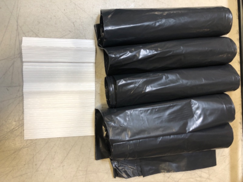 Photo 2 of [5 ROLLS] Heavy Duty Black Trash Bags - 55 Gallon Black Bags for Garbage, Storage - 1.2 Mil Thick, 35"Wx55"H Industrial Grade Trash Bags for Construction, Yard Work, Commercial Use (25)