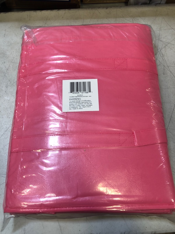 Photo 2 of Additional bottom plate 4-Pack, XL-Large Pink Insulated Grocery shopping bags, reusable bag,thermal zipper,Collapsible,tote,cooler,food transport hot and cold,for instacart,camping,Recycled Material X-Large-Additional bottom plate?16W x 12.5H x 9D? Pink?m