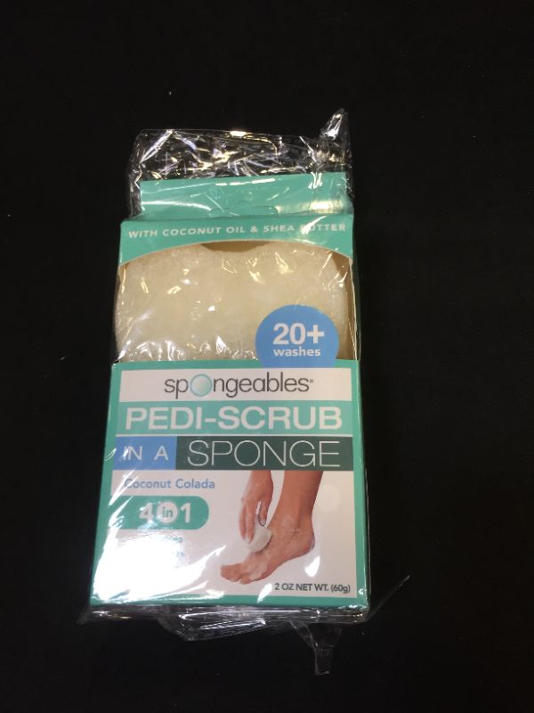 Photo 2 of Spongeables Pedi-Scrub Foot Buffer Contains Shea Butter and Tea Tree Oil Exfoliating with Heel & Pedicure Paraben- and Cruelty-Free, Coconut Colada, 20+ Washes, 1 Count 1 Ounce (Pack of 1)