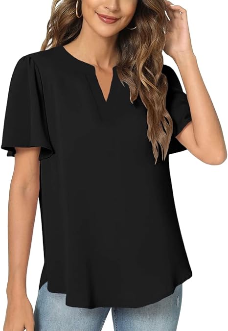 Photo 1 of Cicy Bell Womens V Neck Shirts Summer Casual Short Sleeve Tunic Loose Work Tops Blouse XL
