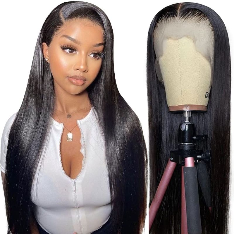 Photo 1 of A ALIMICE Straight Lace Front Wigs Human Hair 26 Inch Hd Transparent Lace Wigs Pre Plucked 180 Density 9a Lace Frontal Wigs 13x4 Human Hair Wigs Natural Hairline Lace Front Human Hair Wig(26 Inch)
