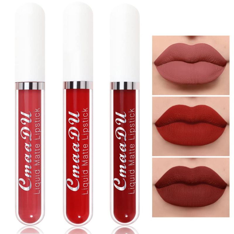 Photo 1 of 3 Colors Matte Moisturizing Liquid nude Lipstick Set,Long-Lasting Non-Stick Cup (Set #12)
