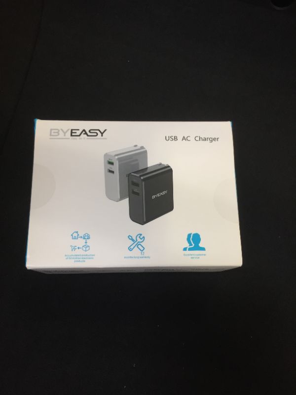 Photo 2 of BYEASY USB Wall Charger, 18W Charger Block QC3.0, Dual Port Fast Charger iPhone, for Cell Phone, Tablet, Bluetooth Headset Fast Charging Medium