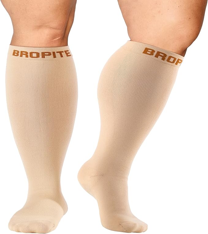 Photo 1 of bropite Plus Size Compression Socks for Women and Men Extra Wide Calf 20-30mmhg Extra Large Knee High Support for Circulation
