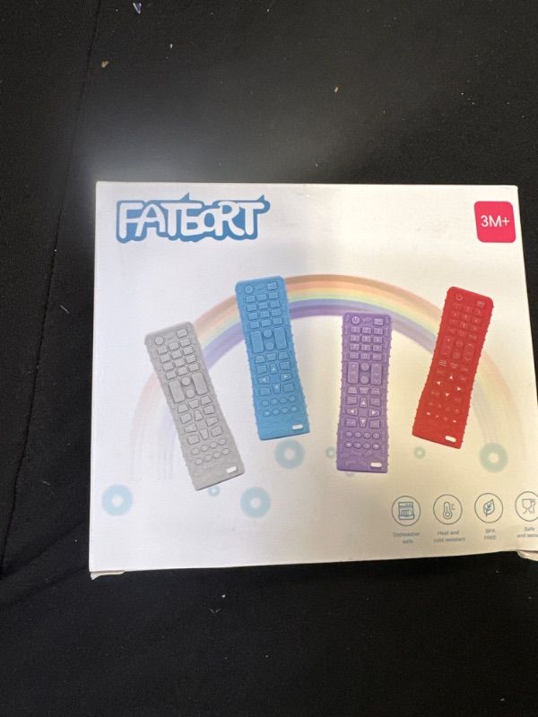 Photo 1 of FATEORT New Upgrade Key Presses 2-Pack Silicone Baby Teething Toys for Babies 3 Months+, Pressable Remote Control Shape Teething Toys Boys Girls Baby Chew Toys, Relief Baby Teething Gum Black