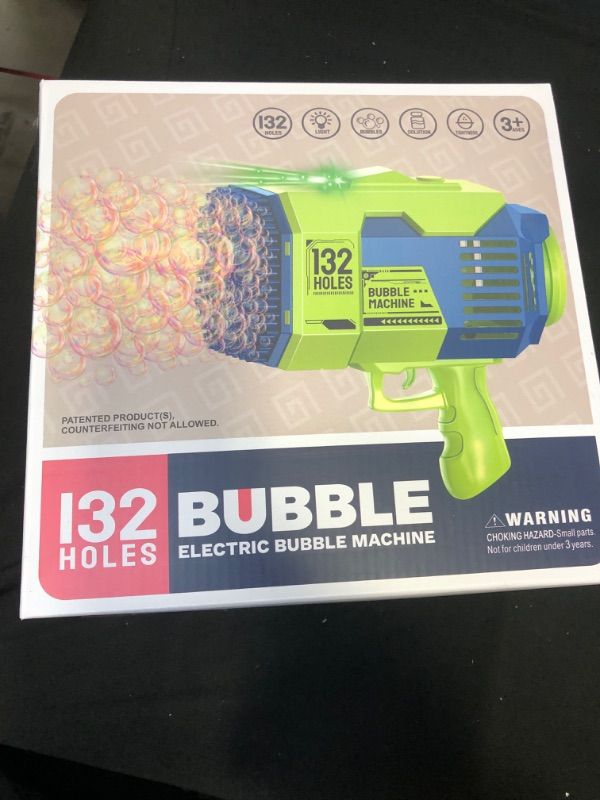 Photo 2 of 132 Hole Bubble Machine Gun Bubble Blower - Bubble Gun Blower with Colorful Light, Big Rocket Boom Bubble Toys, Big Bubble Maker Guns Toys Wedding Outdoor Indoor Birthday Party Favors Gift(GREEN)
