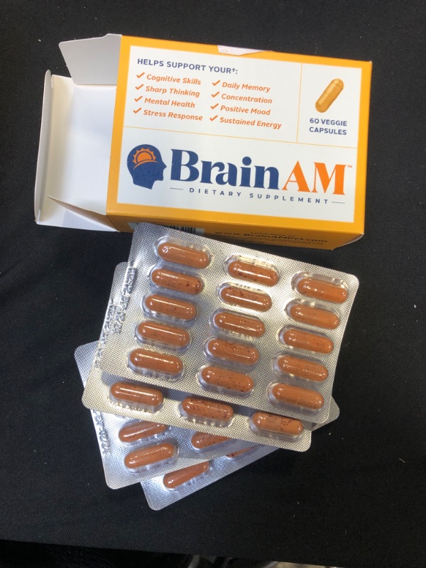 Photo 1 of BrainAM 60ct (30-Day) – Memory + Focus + Sustained Energy Supplement | Energize Brainwaves Daily | Patented Nootropics, Probiotics, Vitamins B6, B12, D, E, Phosphatidylserine, Alpha-GPC, Huperzine (02/24)