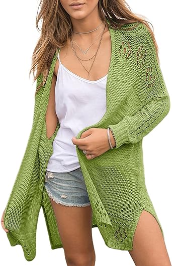 Photo 1 of Misassy Womens Open Front Knit Sheer Cardigans Summer Boho Lightweight Long Sleeve Kimono Long Sweater SIZE 140
