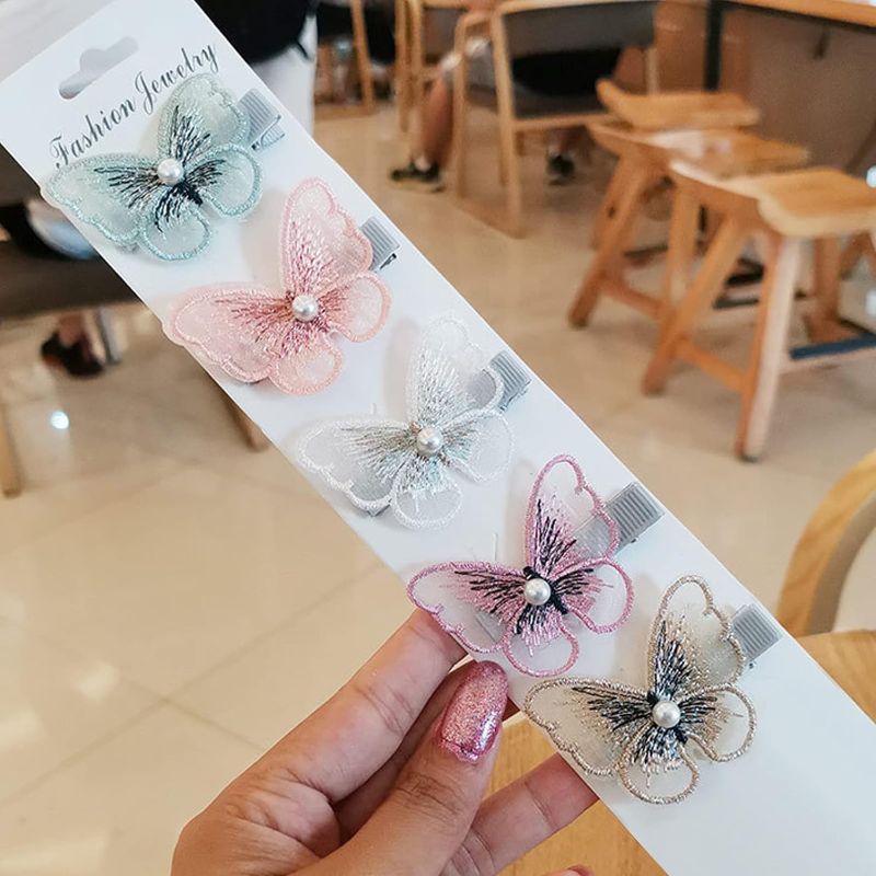 Photo 1 of 10 Pieces Pearls Butterfly Hair Clips Mini Cute Small Realistic Colorful Hair Clips Barrette Hair Accessories for Women, Girls and Baby Kids