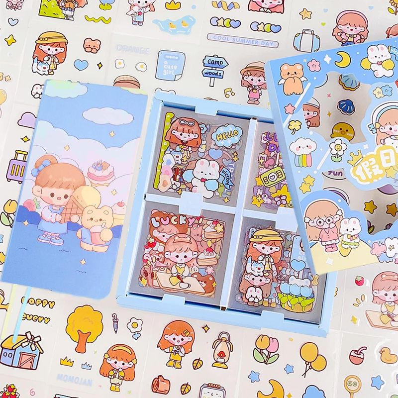 Photo 1 of 2 PACK--- 100 Sheets Cute Stickers,Kawaii Waterproof Vinyl Transparent Stickers Set for Water Bottles,Phone Cases,Laptops,Scrapbook,DIY Crafts Supplies for Girls Boys
