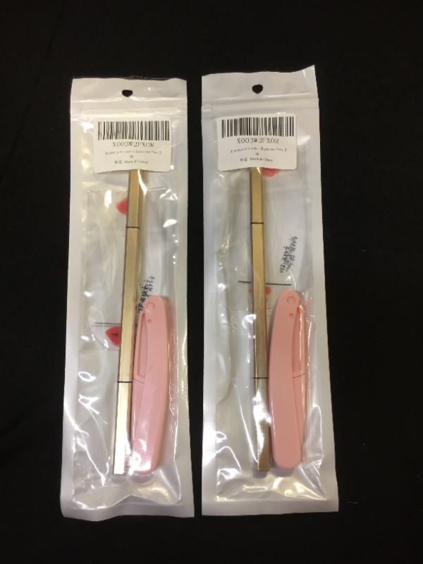 Photo 2 of 2 PACK-- Eyebrow Kit with 1 Eyebrow Pen, 3 Stencils, and Brow Razor#0712 (3# Light brown)
