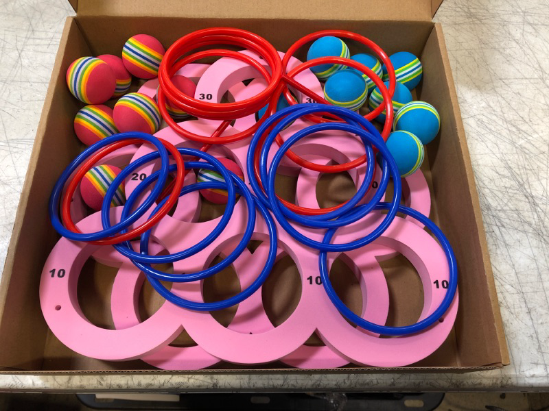 Photo 1 of 2 SETS OF POOL TOYS RING TOSS FOR KIDS (PINK/RED/BLUE)