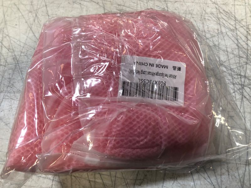 Photo 2 of African Net Sponge,African Exfoliating Net,Exfoliating Bath Sponge,Bath Towels,Nylon Net,Wash Cloths,Back Scrubber for Shower,Skin Smoother for Daily Use or Stocking Stuffer (Pink) - PACK OF 3
