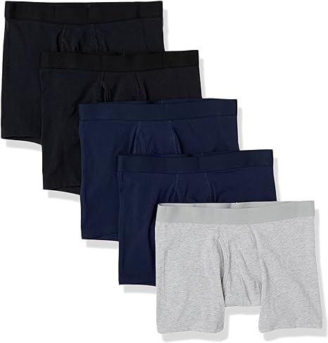 Photo 1 of Amazon Essentials Men's Cotton Jersey Boxer Brief (Available in Big & Tall), Pack of 5 (XL)