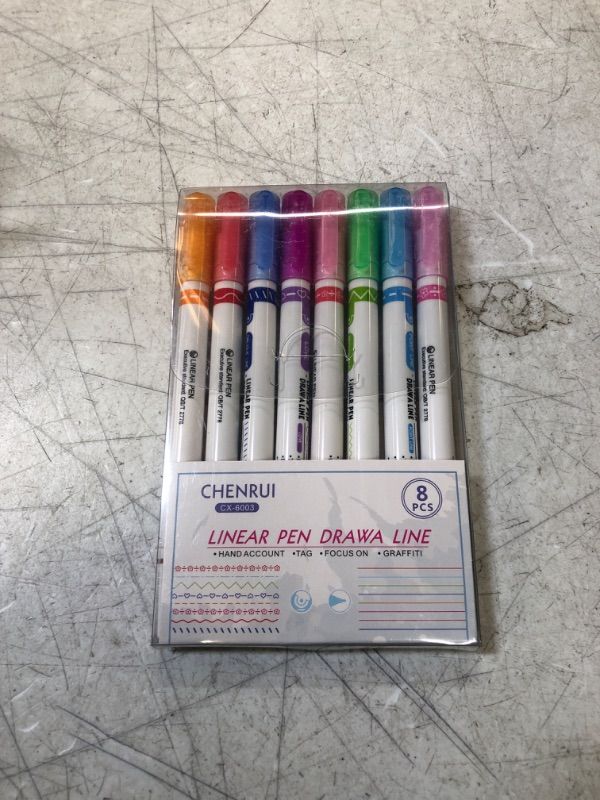 Photo 1 of hxbigjin 8 Pcs Curve Highlighter Pen Set, Dual Tip Pens with 6 Different Curve Shapes, for Card-decorating Coloring Books

