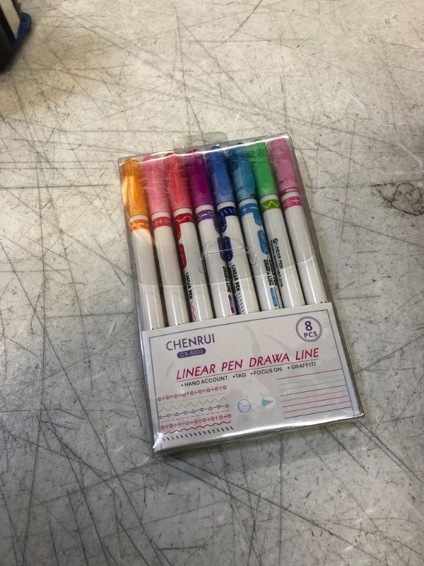 Photo 1 of hxbigjin 8 Pcs Curve Highlighter Pen Set, Dual Tip Pens with 6 Different Curve Shapes, for Card-decorating Coloring Books
