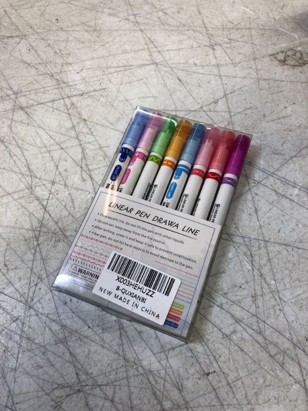 Photo 2 of hxbigjin 8 Pcs Curve Highlighter Pen Set, Dual Tip Pens with 6 Different Curve Shapes, for Card-decorating Coloring Books
