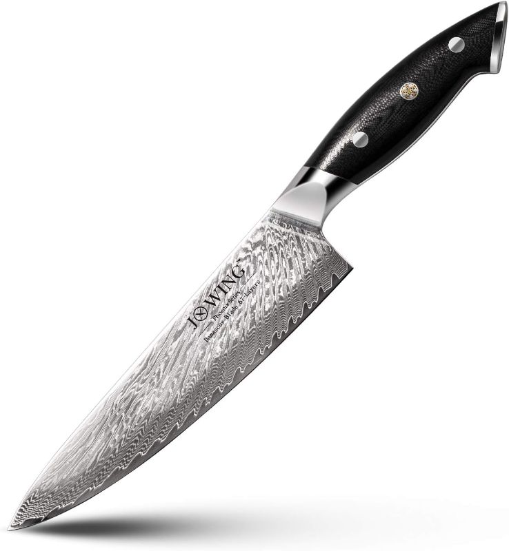 Photo 1 of 8 Inch Ultra Sharp Phoenix Series Damascus Chef Knife with G10 Full Tang Handle, Professional Handmade 67 Layers Damascus Steel VG-10 Core Gyutou Kitchen Knife
(factory sealed)