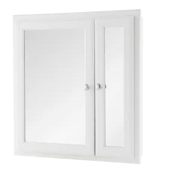 Photo 1 of 24-1/2 in. W x 25-3/4 in. H Fog Free Framed Recessed/Surface-Mount Bi-View Bathroom Medicine Cabinet in White w/ Mirror
