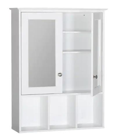 Photo 1 of 23.6 in. W Oversized Bathroom Medicine Cabinet Wall Mounted Storage with Mirrors and Adjustable Shelves, White
